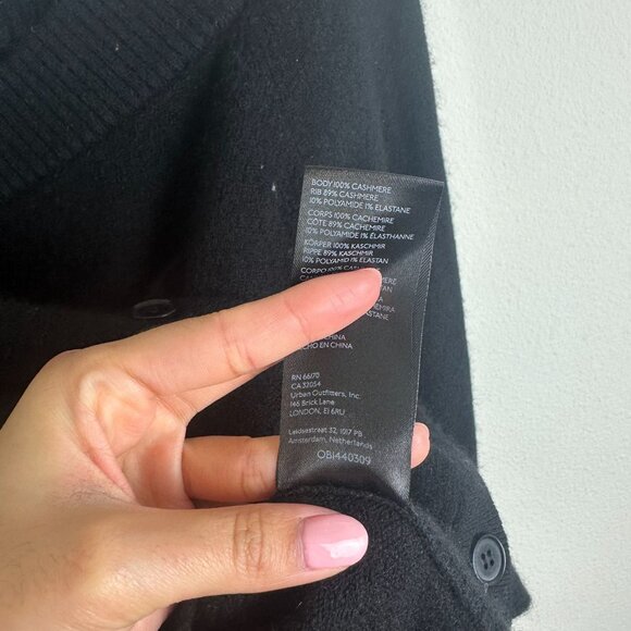 Anthropologie Maeve V Neck Cashmere Sweater XXS Black Button Front Minimalist - Picture 5 of 6